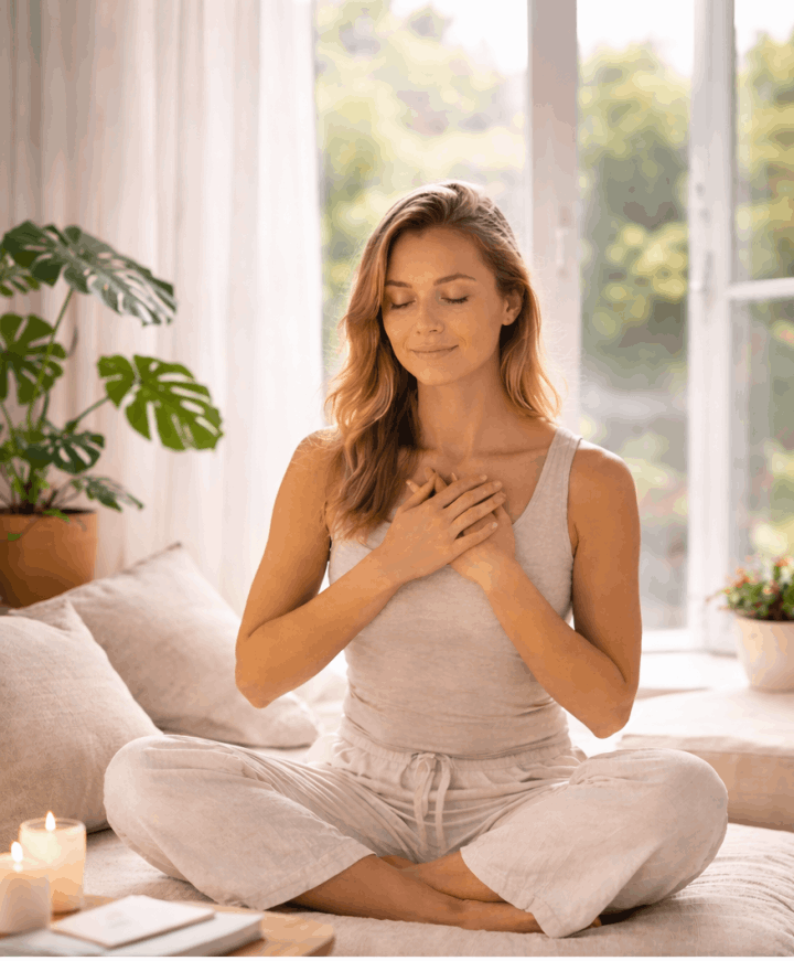 frau meditiert